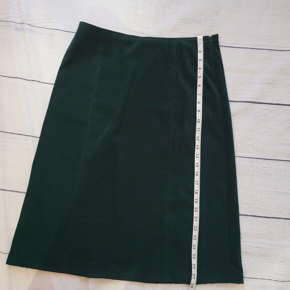Talbots Size M Two Piece Skirt Set Velour Emerald Green Button Up Top Mature - Picture 11 of 14